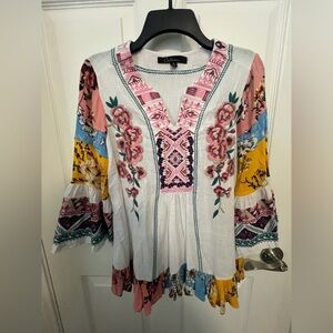Bohemian Floral Embroidered Top